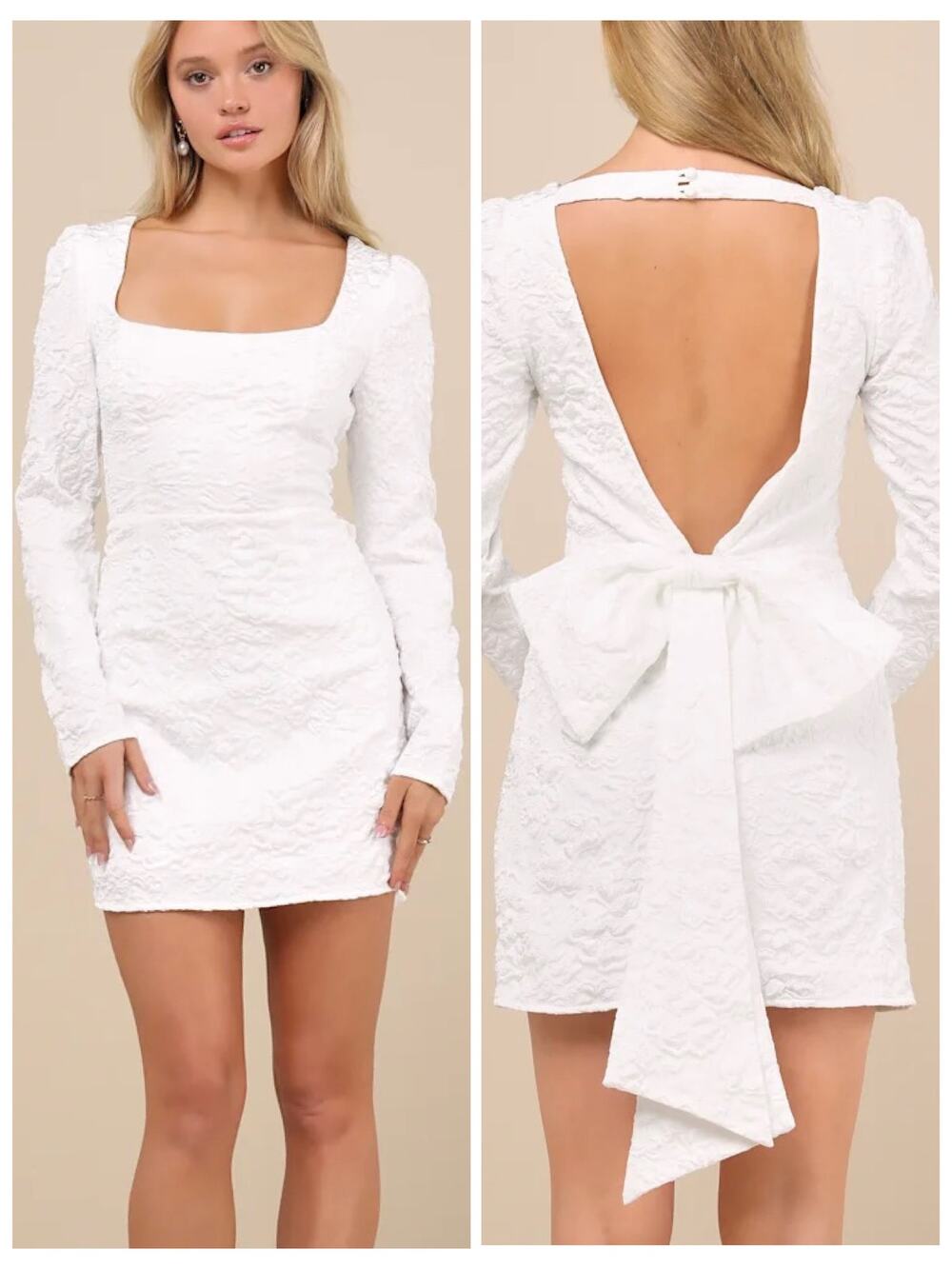 Lulus White Jacquard Elevated Icon Mini Dress Sz.M NWT